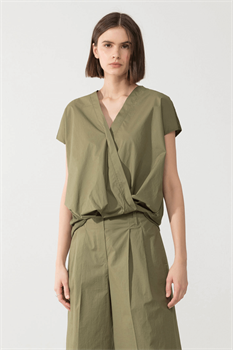 LUISA CERANO - Блузка-рубашка оливковая комбинированная